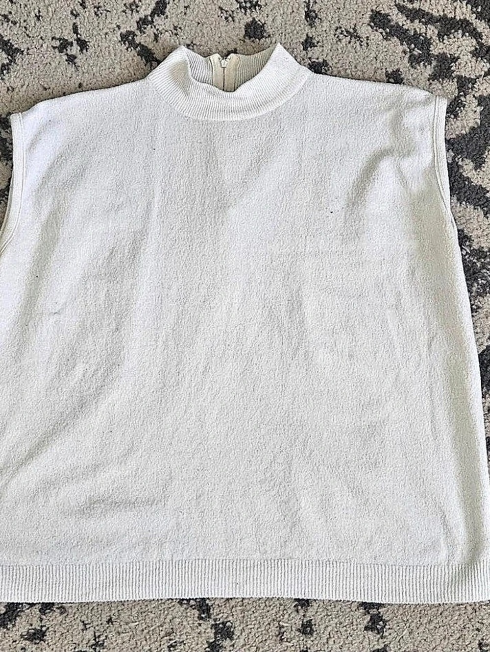 White Zip-Neck Sleeveless Sweater